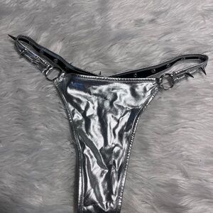 Dolls kill studded silver Metallic Thong widow